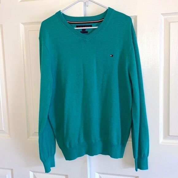 Tommy Hilfiger Like New V Neck Premium Cotton Sweater - Picture 1 of 5